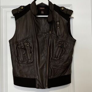 Danier Brown Leather Vest, XS
